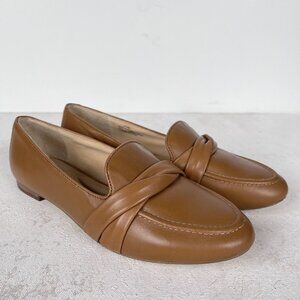Talbots Womens Tan Genuine Leather Ryan Twist Nappa Loafers Slip on Sz 6.5